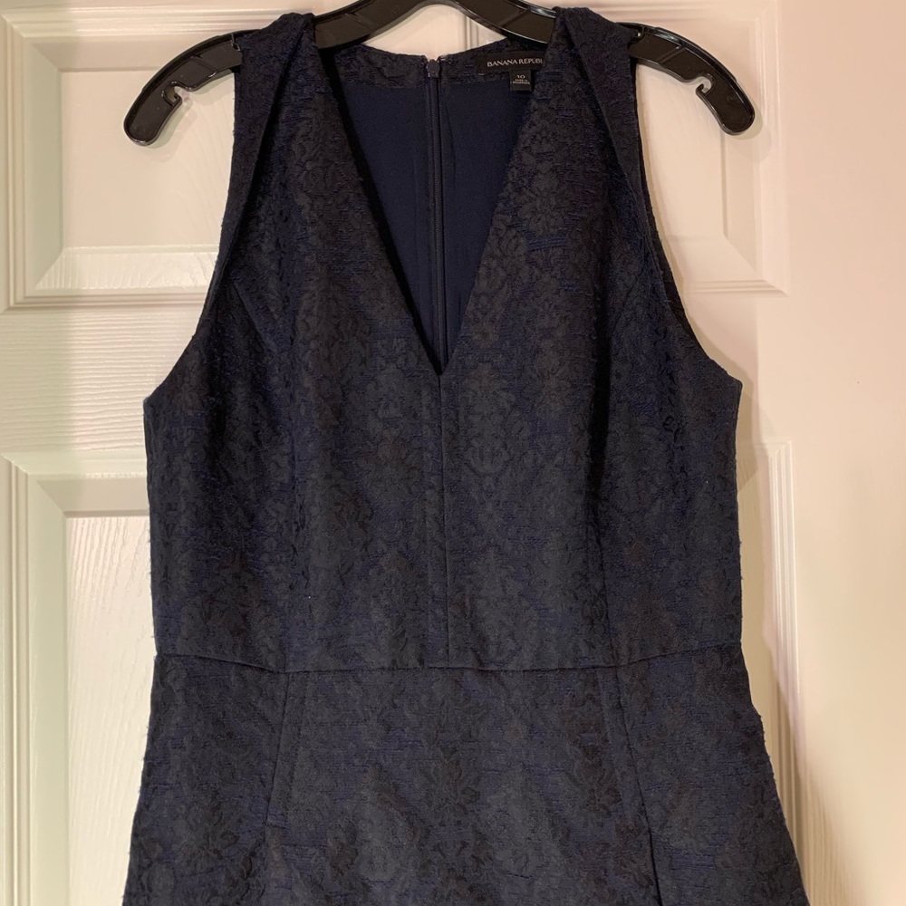 Navy & Black V-Neck Dress Banana Republic